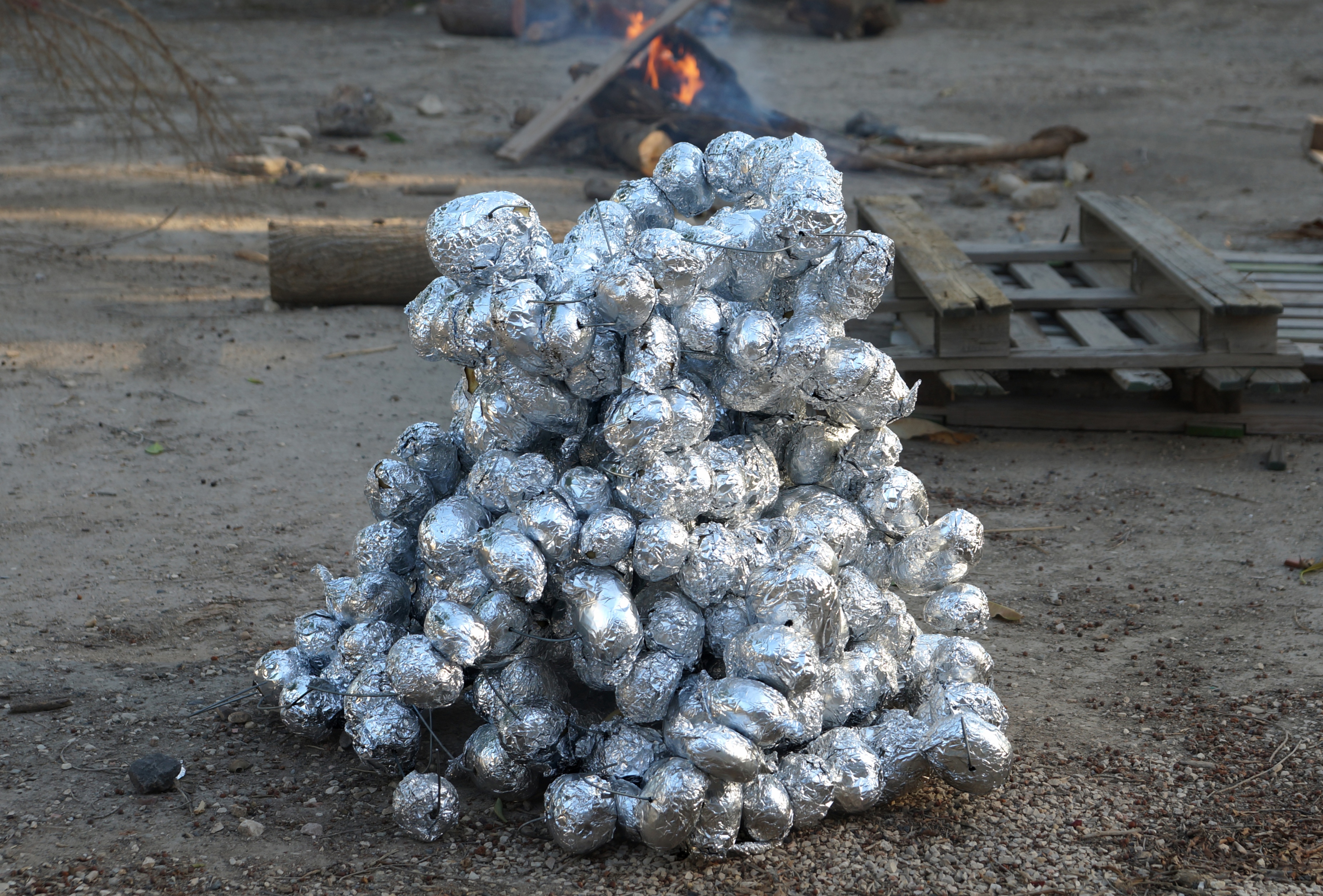 תפוחי אדמה מוכנים לצלייה באש לג בעומר אריק בלקינד